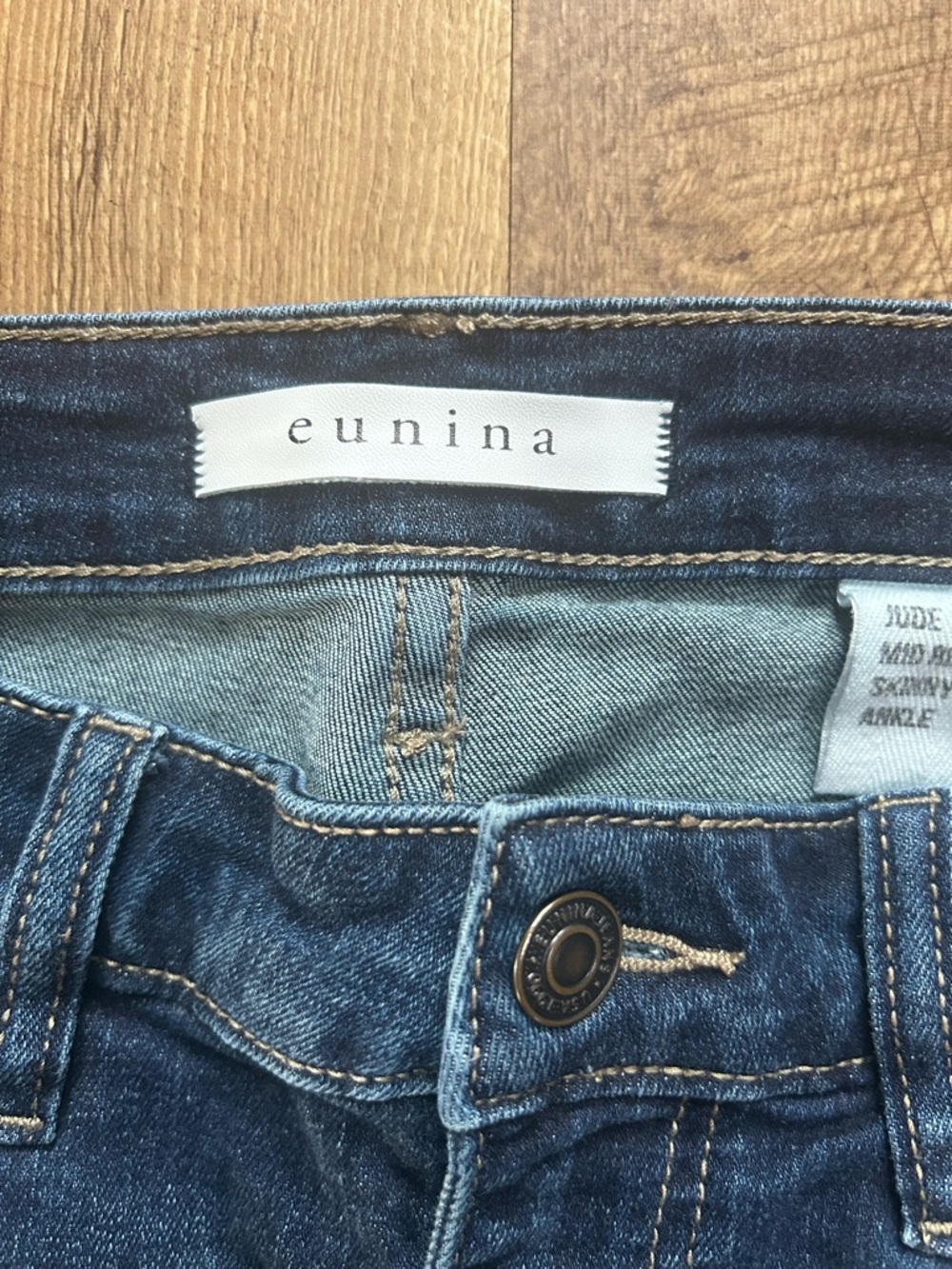 Eunina “Jude” Ankle Skinny Jeans Size 5 Mid Rise Dark Wash Stretch Denim - Picture 7 of 14